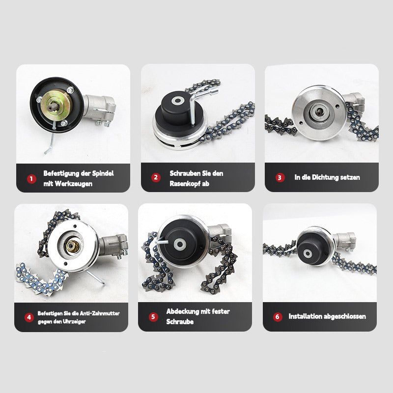 Universal Freischneider Schneidkopf – multifunktionaler Trimmeraufsatz mit Kette für Motorsense & Rasentrimmer