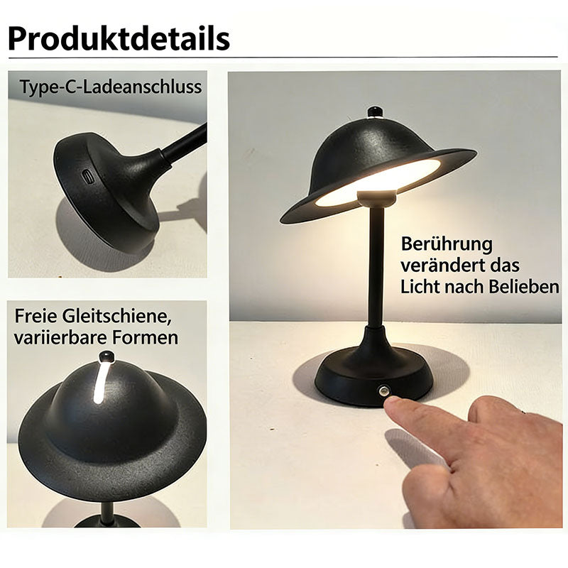 USB wiederaufladbare Touch Tischlampe mit Schiebedesign dreifarbiges Licht LED Nachttischlampe