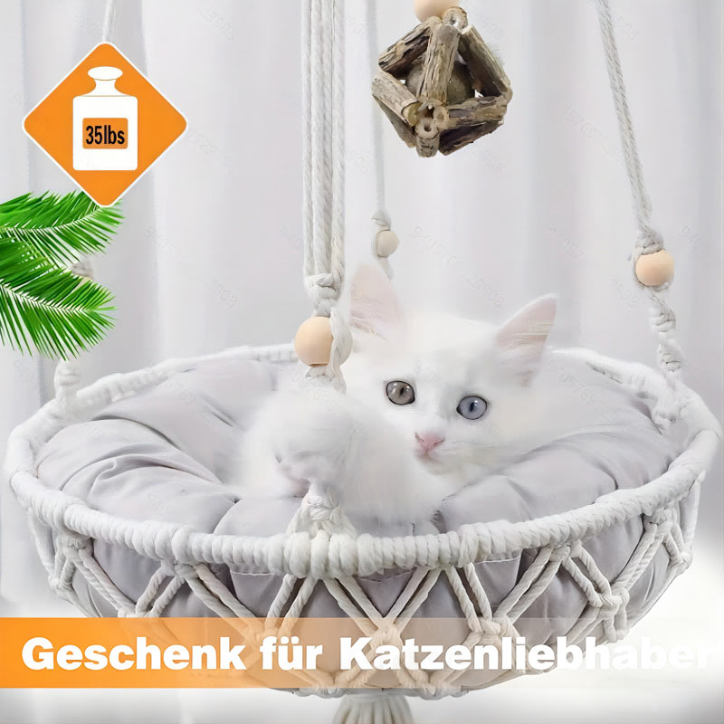 Vierjahreszeiten Katzennest Hängematte Handgewebtes Baumwollseil Katzenbett Halbgeschlossene Katzenhöhle Haustierbett