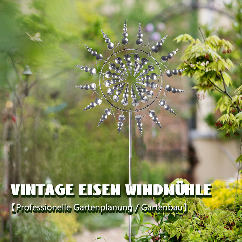 Vintage Eisen Windmühle – Windspiel Dekoration für Garten und Hof im Freien