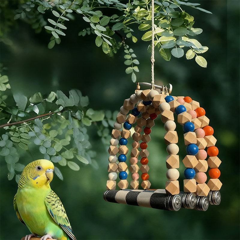 Vogelkratzstange mit Schaukel – Kauspielzeug für Papageien, Wellensittiche & Ziervögel