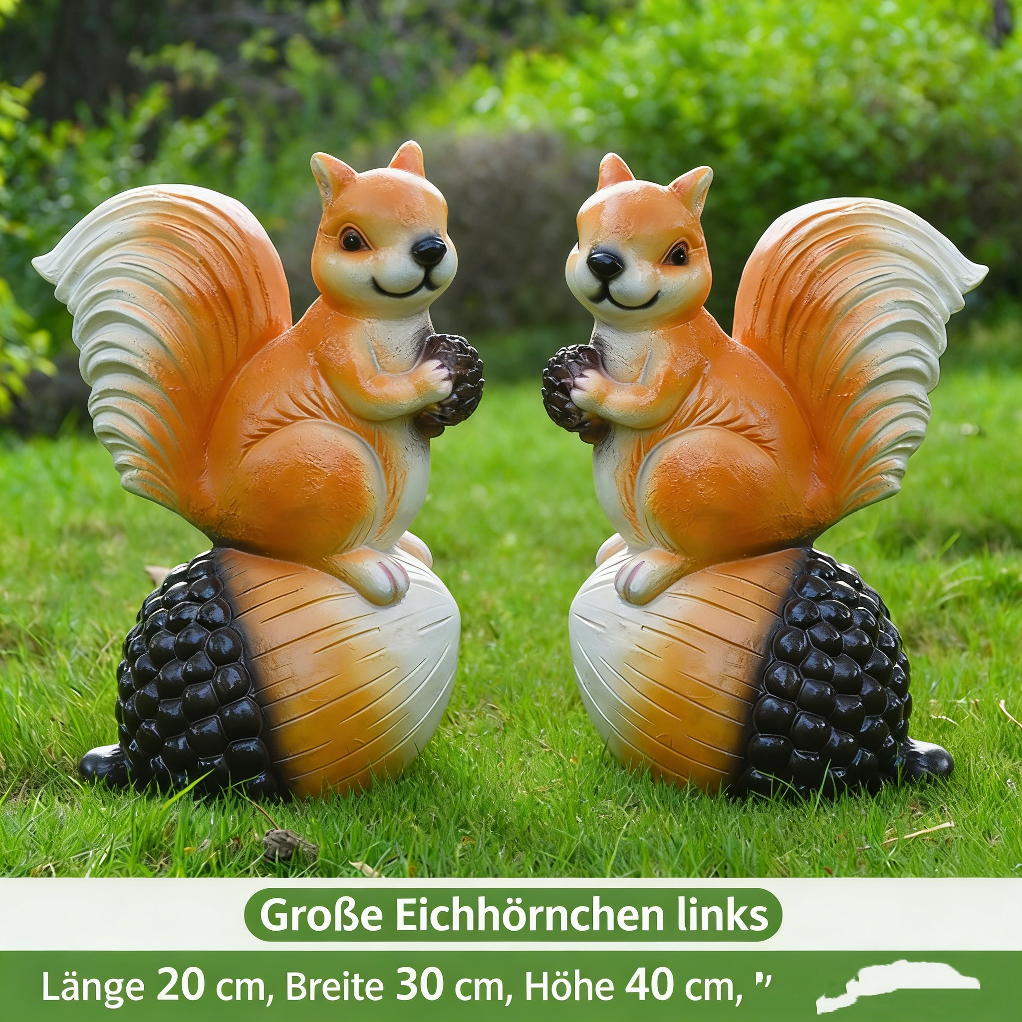 Realistisches Eichhörnchen für den Baum – Gartenfigur zum Aufhängen – Wetterfeste Baumdeko aus Kunstharz – Täuschend echte Tierfigur – Braun