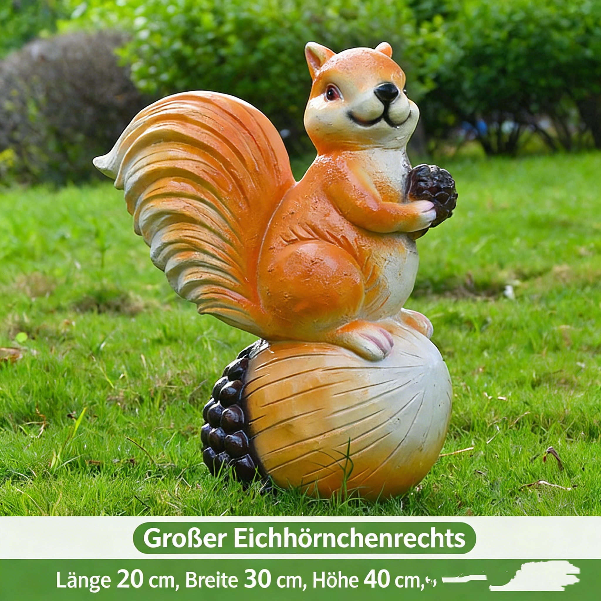 Realistisches Eichhörnchen für den Baum – Gartenfigur zum Aufhängen – Wetterfeste Baumdeko aus Kunstharz – Täuschend echte Tierfigur – Braun