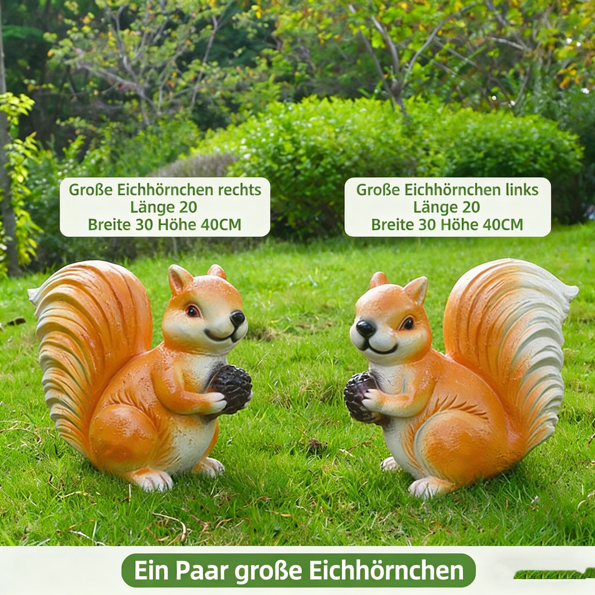 Realistisches Eichhörnchen für den Baum – Gartenfigur zum Aufhängen – Wetterfeste Baumdeko aus Kunstharz – Täuschend echte Tierfigur – Braun
