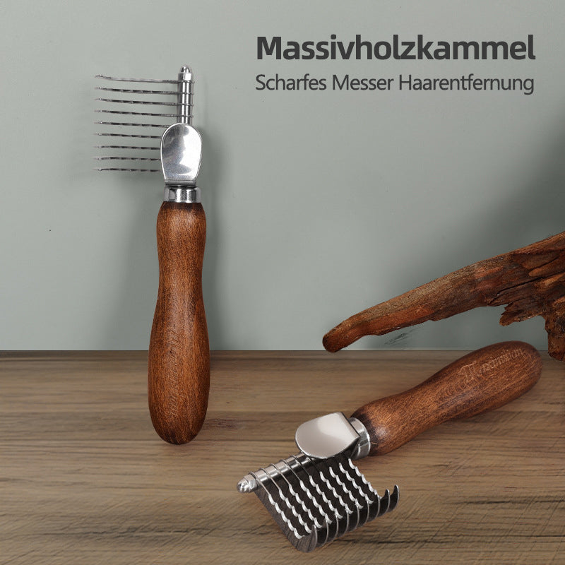 Walnussholz Entfilzungskamm für Hunde – Fellkamm und Grooming Werkzeug zur Knotenentfernung