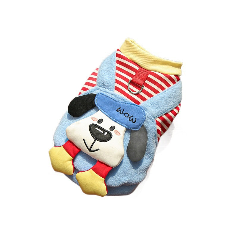 Warmer Haustier-Overall aus weichem Polarfleece – 4-Bein Hundeschlafanzug für Katzen, Teddy & Bichon – Niedliches Design mit Kuscheltier – Winterbekleidung für kleine Hunde