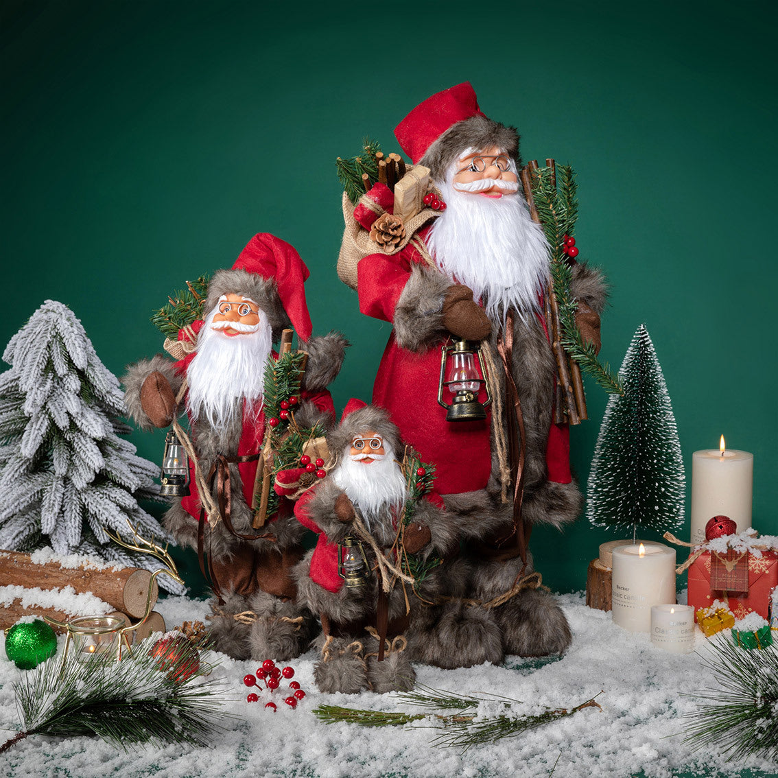 Weihnachten Figur in roter Kleidung Stehendes Deko Puppen Ornament Weihnachtsmann Heim Deko