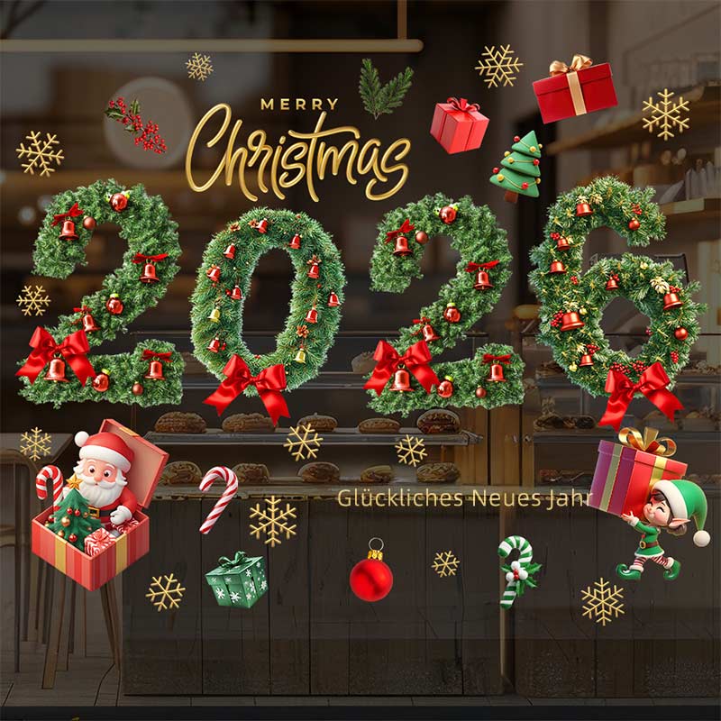 Weihnachten Grüner Tannenzapfen & Glocken Fensteraufkleber Statik Fenster Deko Innen & Außen