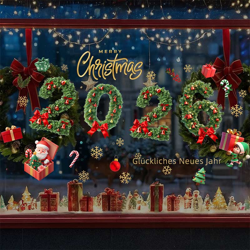 Weihnachten Grüner Tannenzapfen & Glocken Fensteraufkleber Statik Fenster Deko Innen & Außen