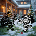 Weihnachts Metall Silhouette Gartenstecker – Santa Outdoor Deko für Rasen & festliche Atmosphäre