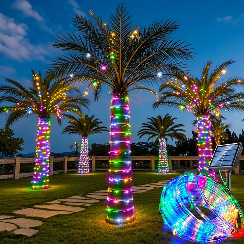 Solar Schlauchlicht Outdoor Garten Deko LED Lichterkette Regenbogen Rohr Weihnachtsbeleuchtung