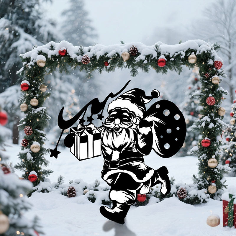 Weihnachts Metall Silhouette Gartenstecker – Santa Outdoor Deko für Rasen & festliche Atmosphäre