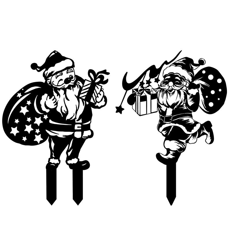 Weihnachts Metall Silhouette Gartenstecker – Santa Outdoor Deko für Rasen & festliche Atmosphäre