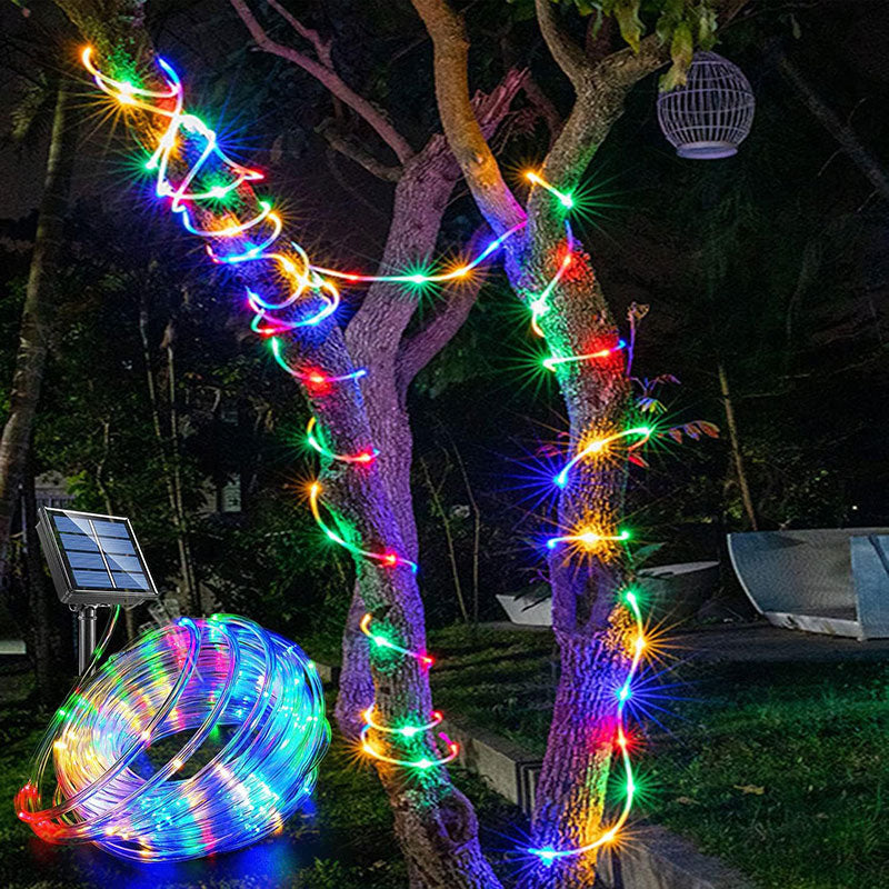 Solar Schlauchlicht Outdoor Garten Deko LED Lichterkette Regenbogen Rohr Weihnachtsbeleuchtung