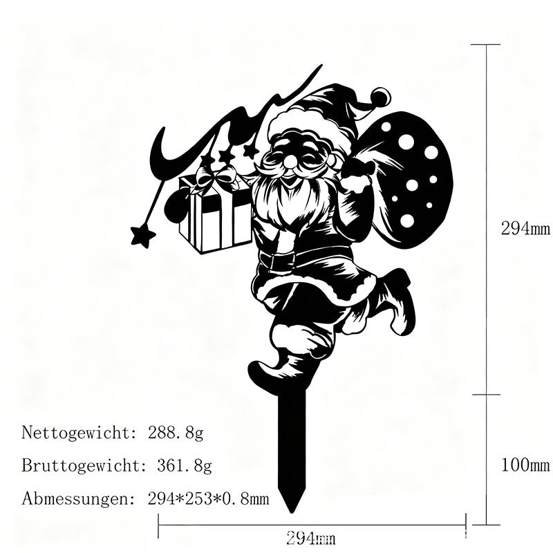 Weihnachts Metall Silhouette Gartenstecker – Santa Outdoor Deko für Rasen & festliche Atmosphäre