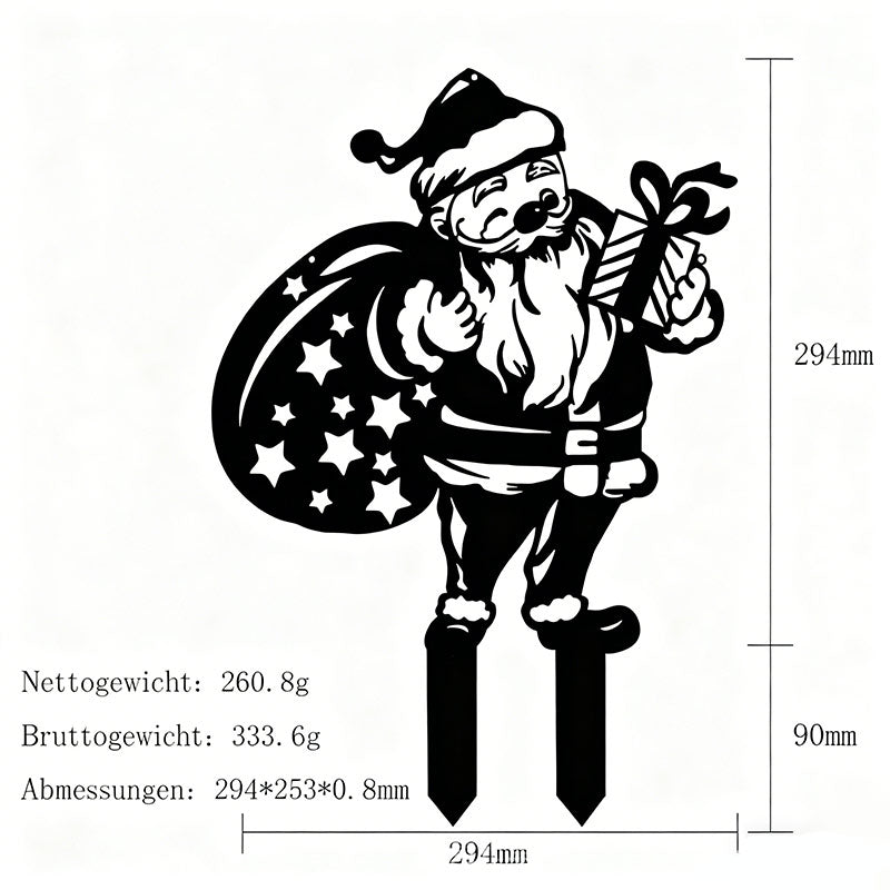 Weihnachts Metall Silhouette Gartenstecker – Santa Outdoor Deko für Rasen & festliche Atmosphäre