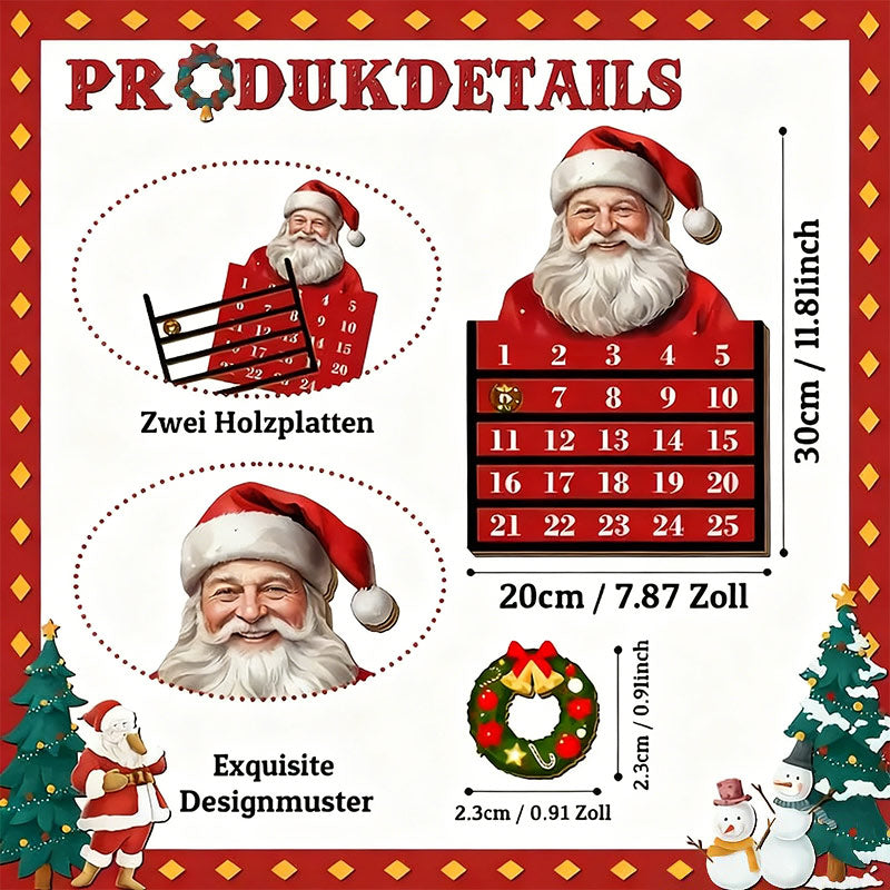 Weihnachtsmann Holz Adventskalender Weihnachtsdekoration Weihnachtsgeschenk Festliche Deko