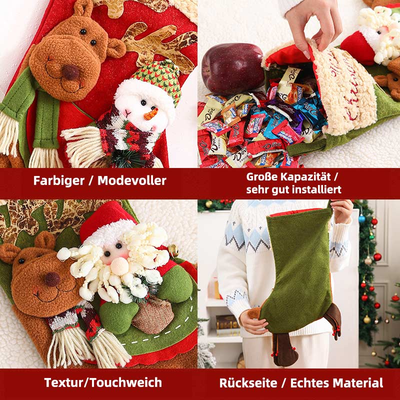 Weihnachtsstrumpf Geschenkbeutel Santa Schneemann Süßigkeiten Apfel Tasche