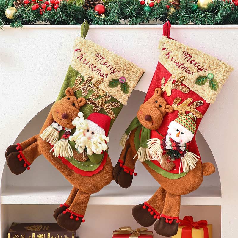Weihnachtsstrumpf Geschenkbeutel Santa Schneemann Süßigkeiten Apfel Tasche