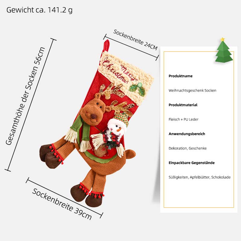 Weihnachtsstrumpf Geschenkbeutel Santa Schneemann Süßigkeiten Apfel Tasche