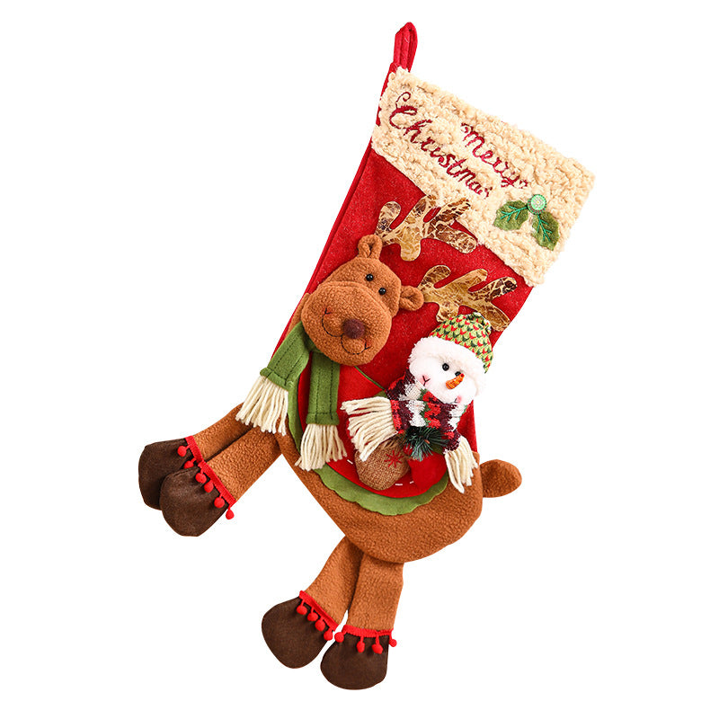 Weihnachtsstrumpf Geschenkbeutel Santa Schneemann Süßigkeiten Apfel Tasche