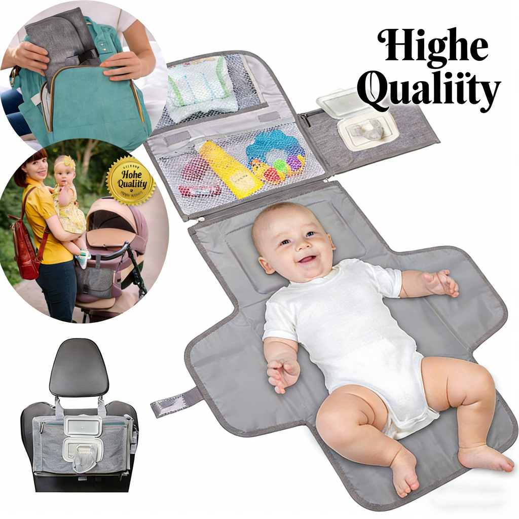Wickelunterlage für Unterwegs – Tragbare & wasserdichte Wickelmatte für Babys – Abwischbare Wickelhilfe für die Wickeltasche – Universal Design für Neugeborene