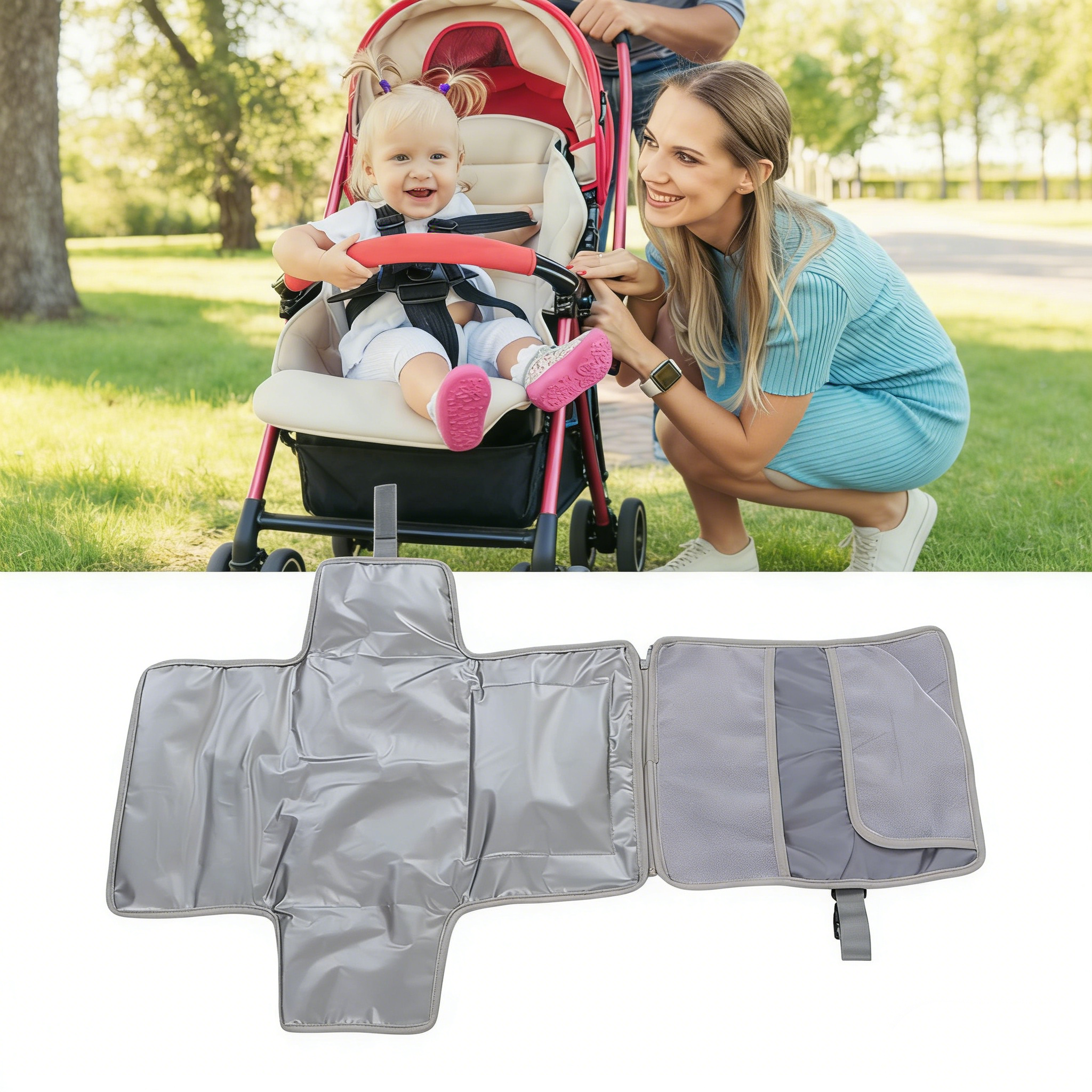 Wickelunterlage für Unterwegs – Tragbare & wasserdichte Wickelmatte für Babys – Abwischbare Wickelhilfe für die Wickeltasche – Universal Design für Neugeborene