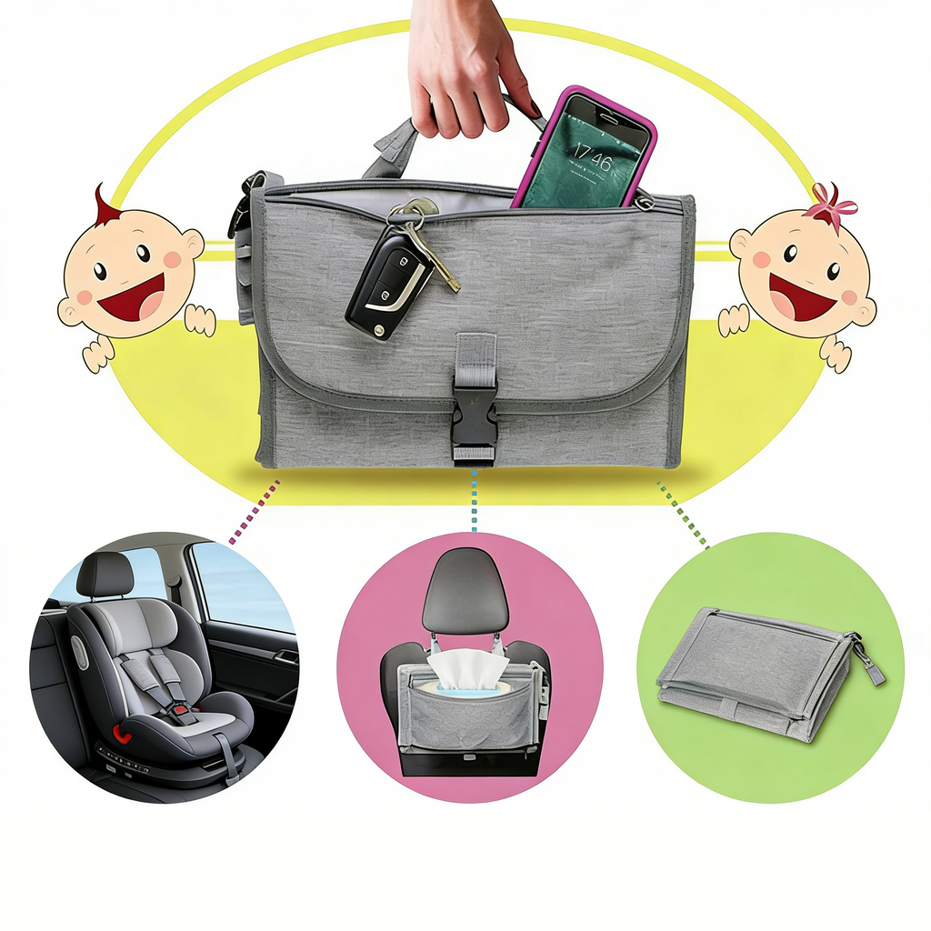 Wickelunterlage für Unterwegs – Tragbare & wasserdichte Wickelmatte für Babys – Abwischbare Wickelhilfe für die Wickeltasche – Universal Design für Neugeborene