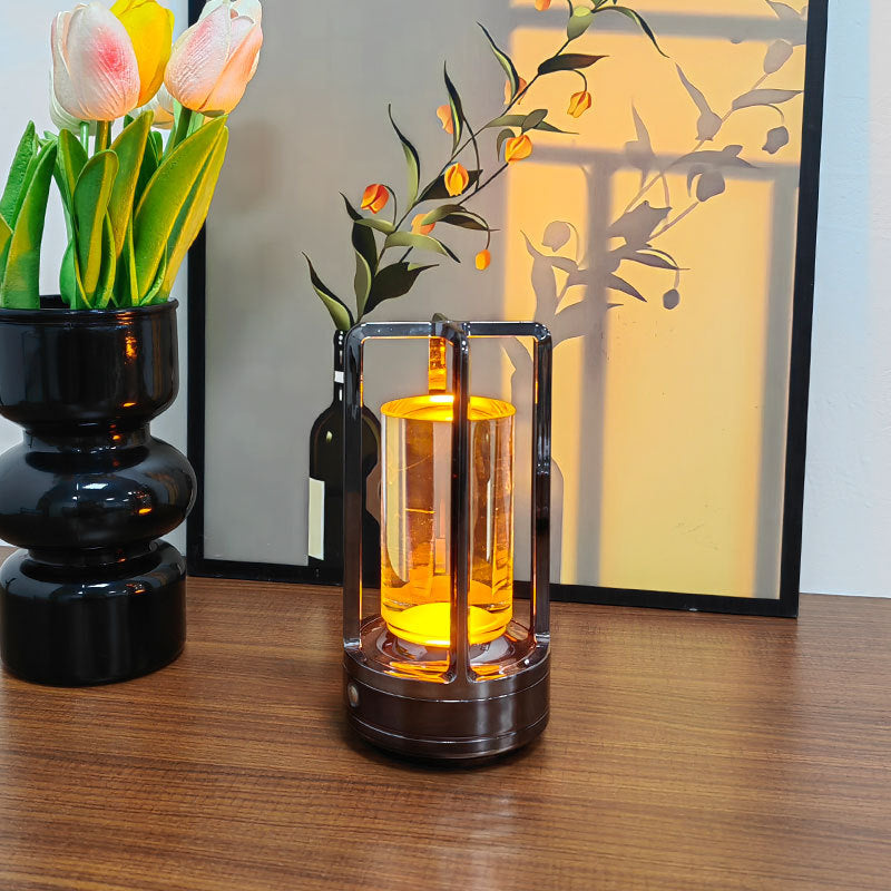Wiederaufladbare LED Campinglampe – Zylindrische Tischlampe für Außen & Innen – Kabellose Outdoor Laterne mit Touch-Steuerung – Dimmbares Nachtlicht für Garten & Zelt