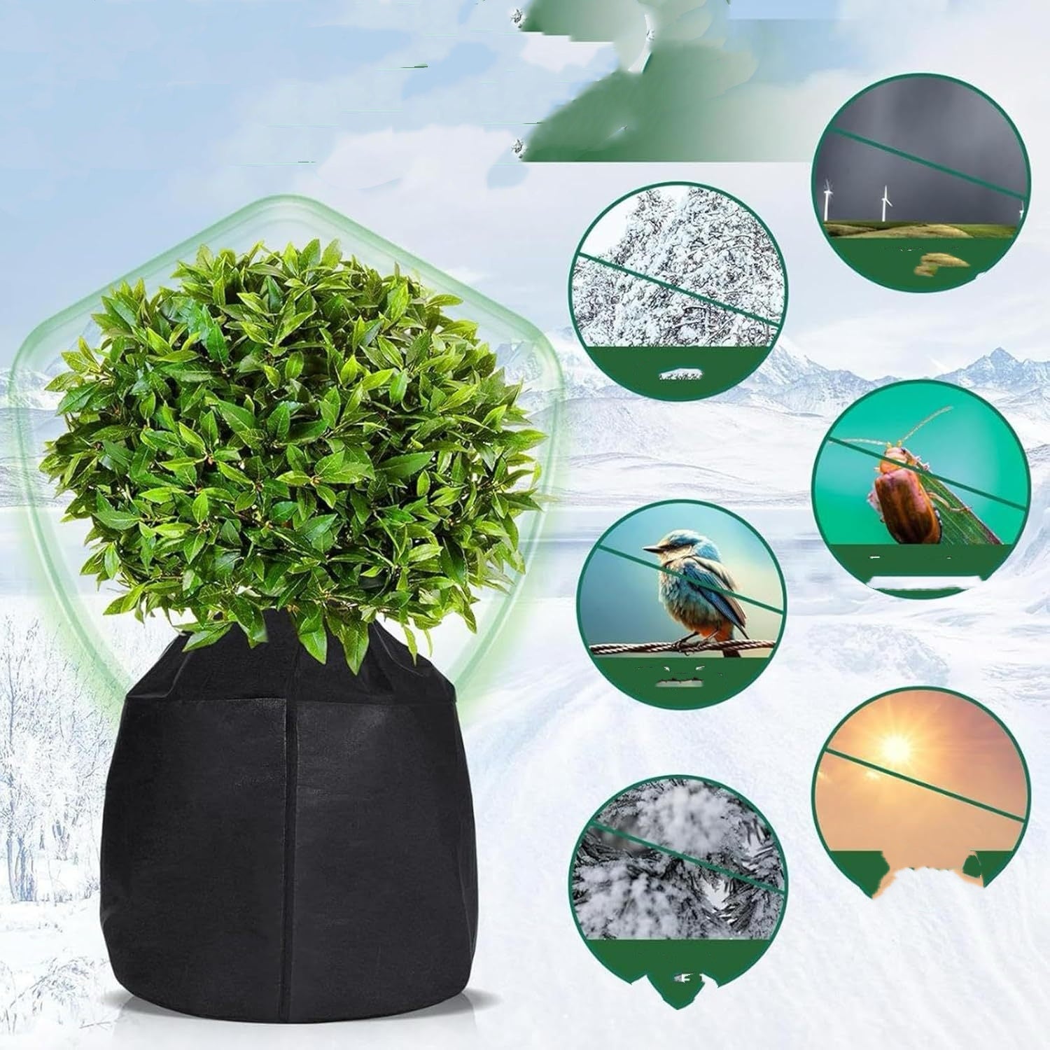 Winterschutz für Pflanzen & Bäume – Frostschutzvlies Haube – Wasserdicht & Atmungsaktiv – XL Pflanzenschutzhülle mit Reißverschluss & Kordelzug – Wiederverwendbar