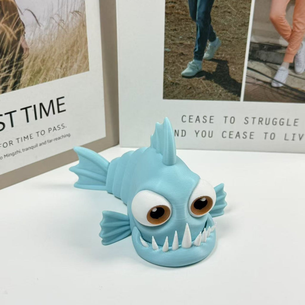Witzige Piranha-Figur für den Schreibtisch – Kreative Büro-Deko & Lustiges Tier-Geschenk – Kleiner Schnapp-Fisch als Blickfang im Office – Originelles Gadget