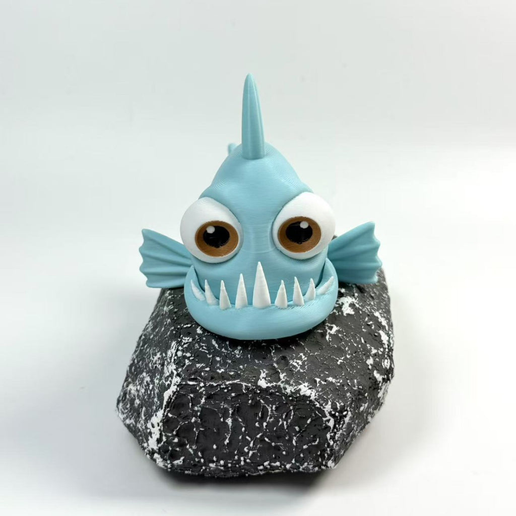Witzige Piranha-Figur für den Schreibtisch – Kreative Büro-Deko & Lustiges Tier-Geschenk – Kleiner Schnapp-Fisch als Blickfang im Office – Originelles Gadget